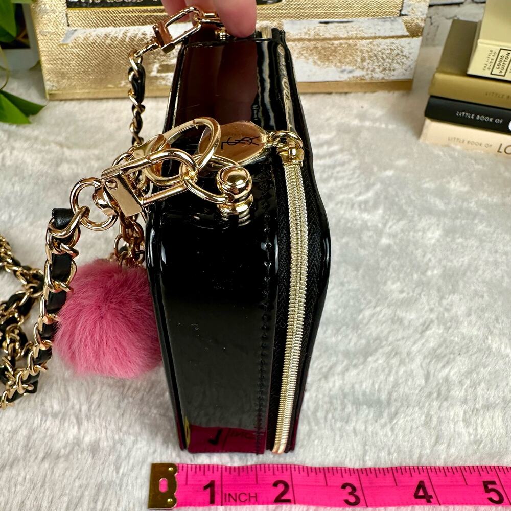 SOLD YSL Yves Saint Laurent Black patent faux leather beauty case crossbody b… - Picture 11 of 15